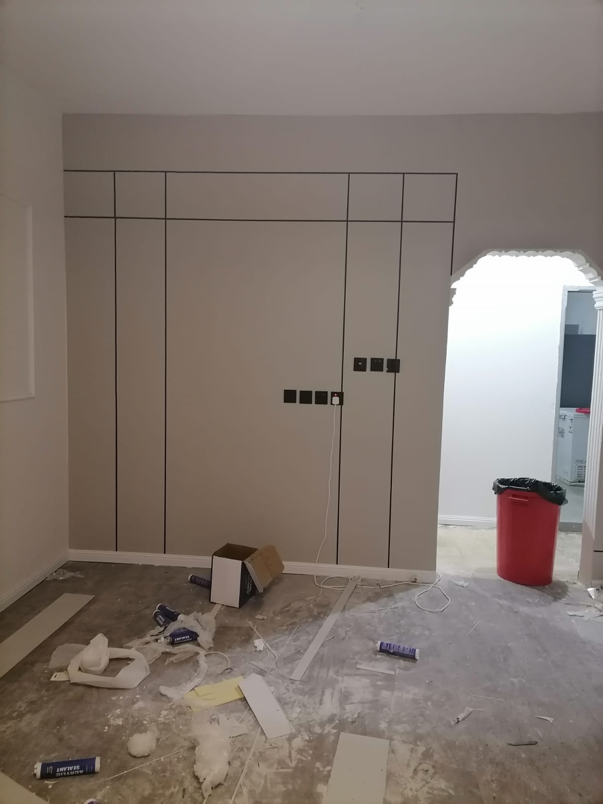 Minimal Line-Detail Wardrobe Wall