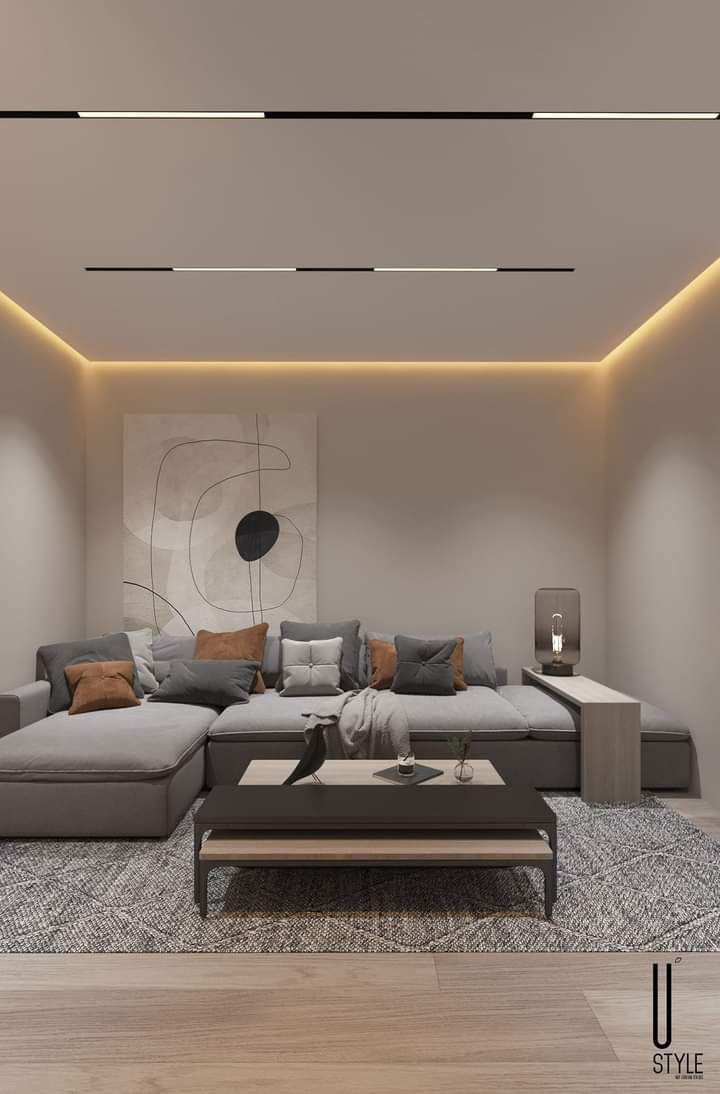 Modern Majlis with Linear Ceiling Lights